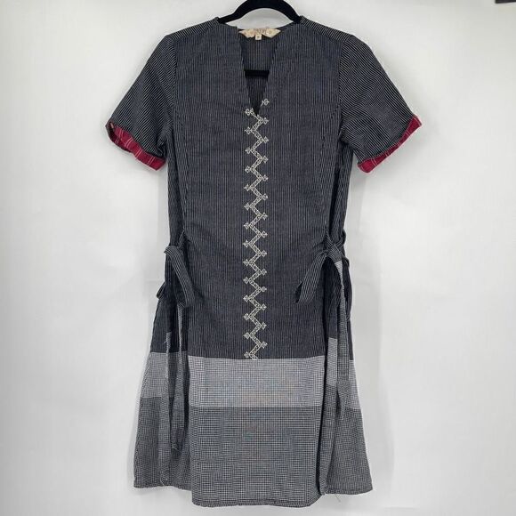Dresses & Skirts - Taavi Womens Black Knee Length Short Sleeve Tie Side Stitching Dress Medium